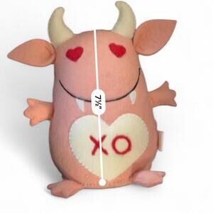 Pastel Pink Red Cream XO Hearts Monster Horns Creepycute Cutegoth Anniversary